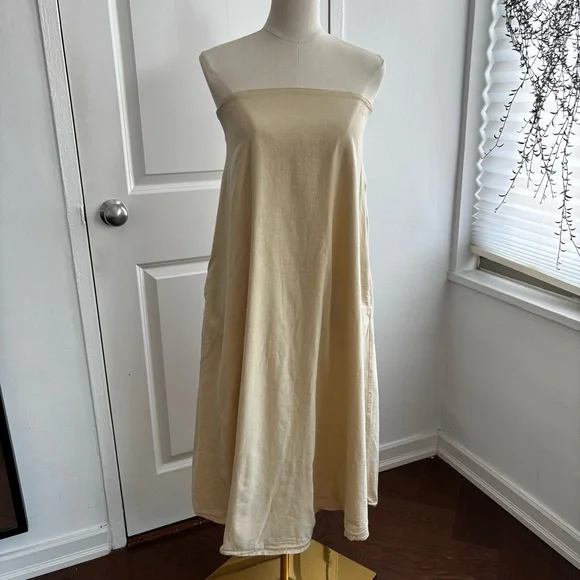 ZARA Beige Strapless Linen Dress - Picture 5 of 10